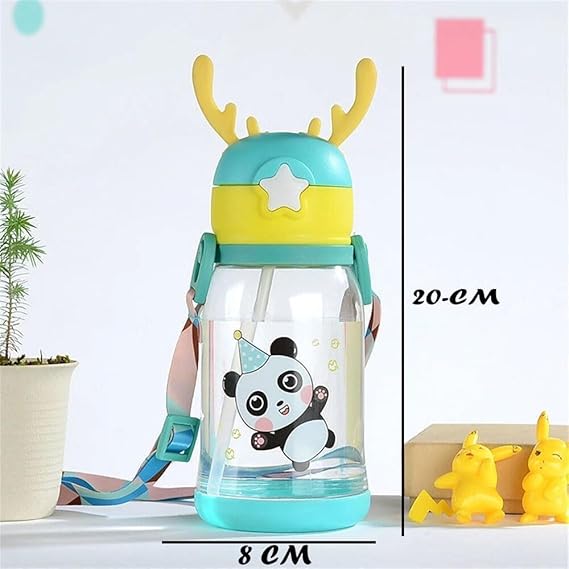 Sipper with Straw for Kids, Cartoon Print Water Bottle – BPA-Free & Leakproof (400 ML) - Kiddospedia