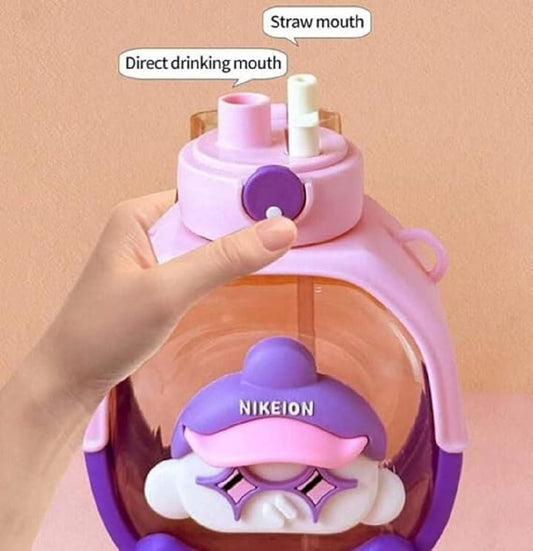 Cartoon Sipper , Kids Water Bottle – Leakproof with Cute Stickers (1000ml ) - Kiddospedia