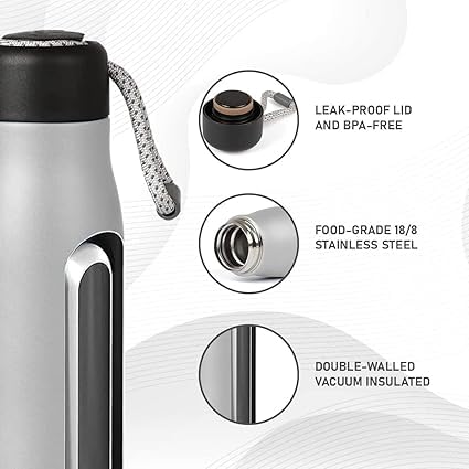 Stainless Steel Insulated Water Bottle – 550ml with Handle - Kiddospedia