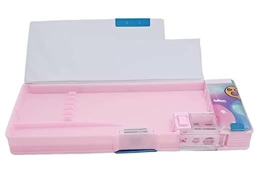 Kids Astronaut/Space Magnetic, Squishy, Dual-Sided Pencil Box(Pink) - Kiddospedia