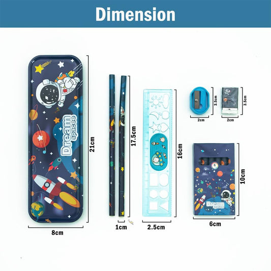 Cute Space-Themed Pouch with Pencils, Pens & Erasers – Kiddospedia