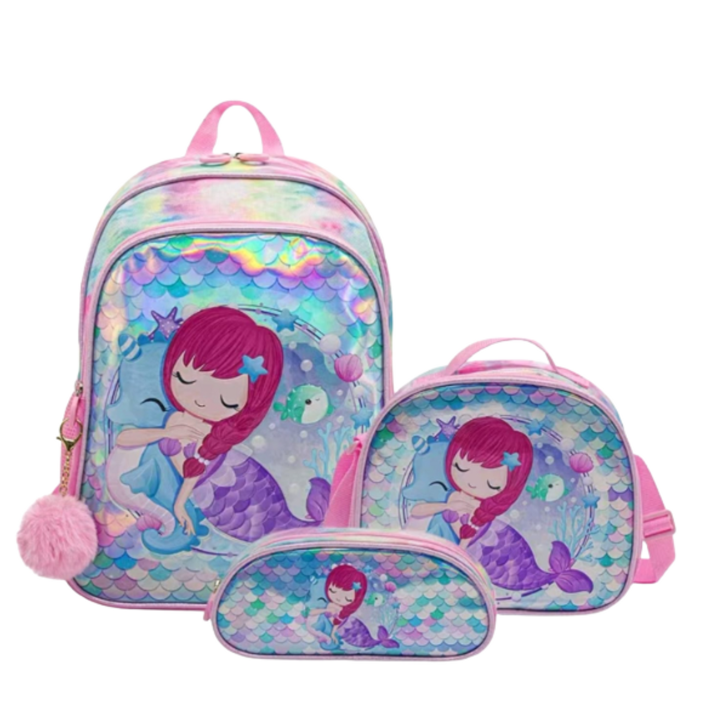 Mermaid Theme School Combo – Bag, Lunch Bag & Pouch Set for Girls - Kiddospedia