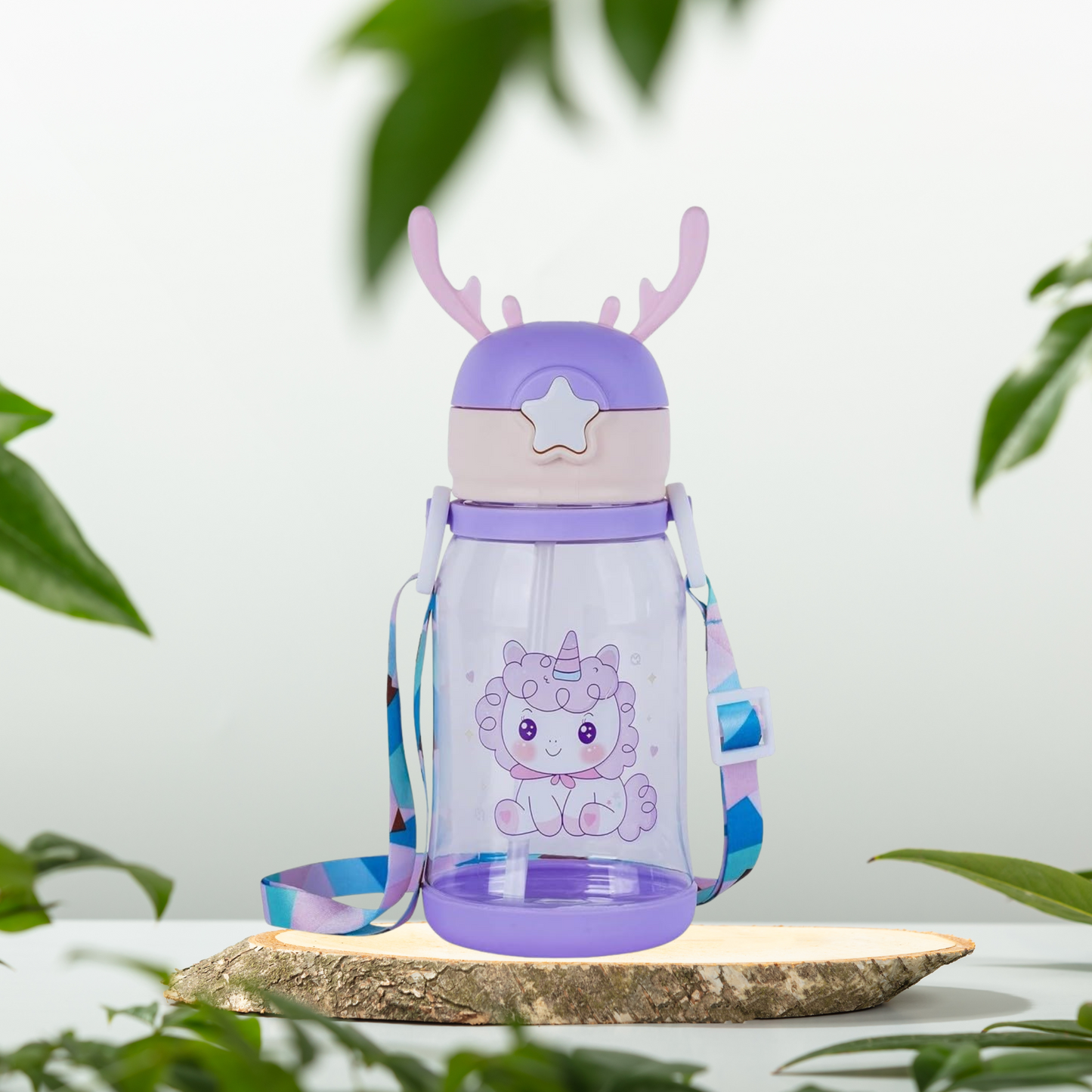 600ML Cartoon Kids Water Bottle with Straw and Strap – BPA-Free, Leakproof, Kiddospedia