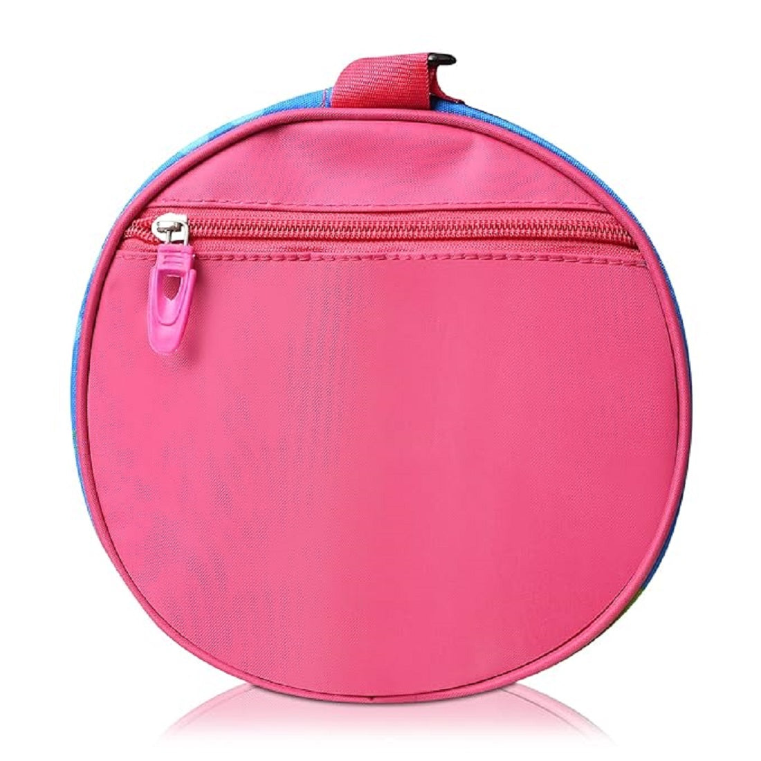 Pink round pouch with a zipper on a white background