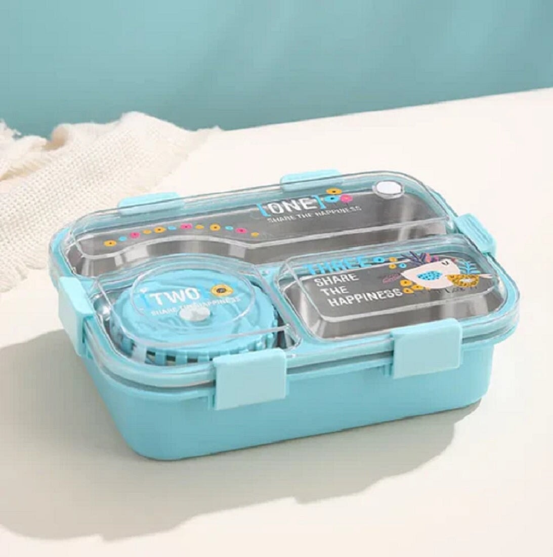 Bento Lunch Box with Small Veggie Box – 3 Compartment, Insulated Lunch Box 700+150 ML - Kiddospedia