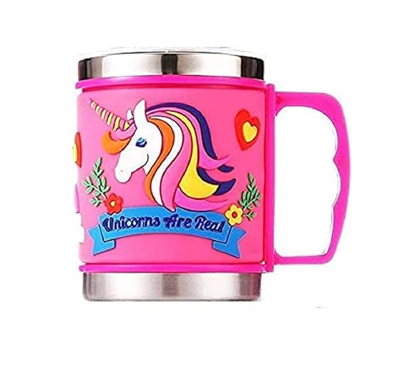 Embossed Unicorn Mug, 3D Cartoon Character Silicone Mug for Kids | Unbreakable Embossed Plastic Coffee Mug | BPA-Free, Lightweight & Durable