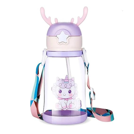 Sipper with Straw for Kids, Cartoon Print Water Bottle – BPA-Free & Leakproof (400 ML) - Kiddospedia