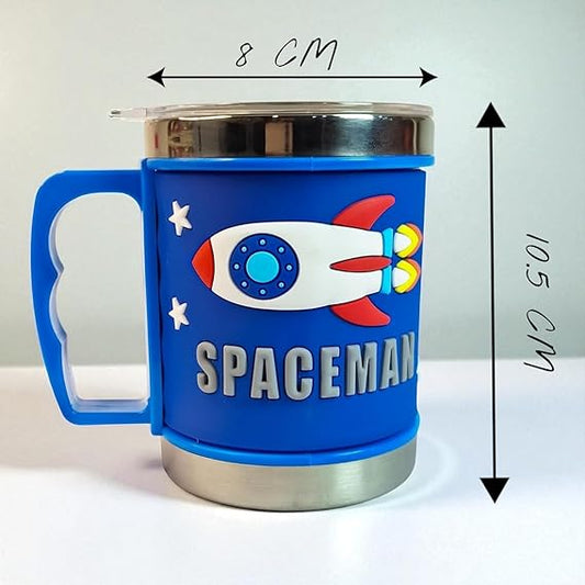 Embossed Astronaut Mug, 3D Cartoon Character Silicone Mug for Kids | Unbreakable Embossed Plastic Coffee Mug | BPA-Free, Lightweight & Durable, Space Theme Mug for Kids