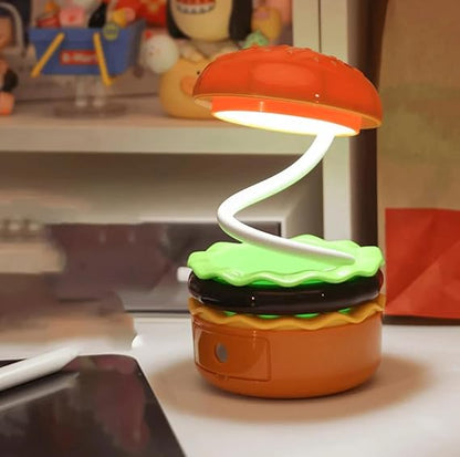 Burger Shape LED Table Lamp for Kids, Rechargeable with Attached Sharpener (Pack of 1) Kiddospedia