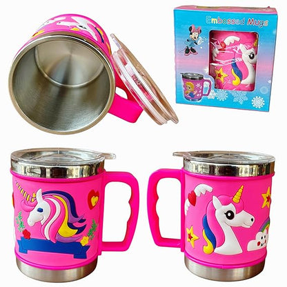 Embossed Unicorn Mug, 3D Cartoon Character Silicone Mug for Kids | Unbreakable Embossed Plastic Coffee Mug | BPA-Free, Lightweight & Durable