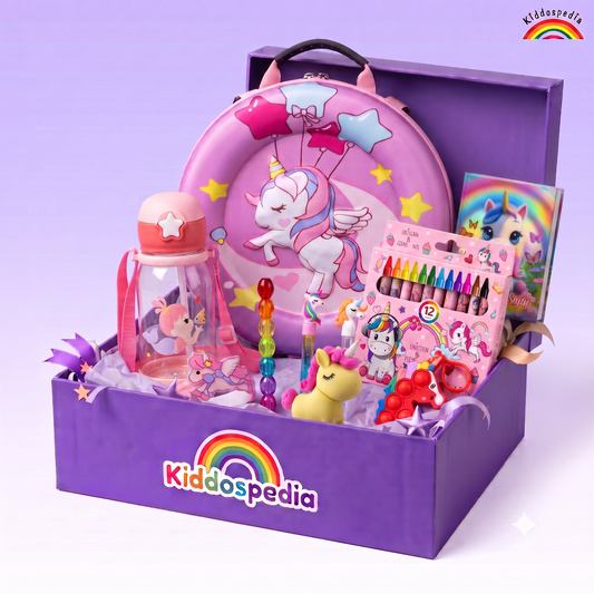Unicorn Gift Hamper – 10 Items Gift Combo for Kids | Unicorn Collection | Kiddospedia