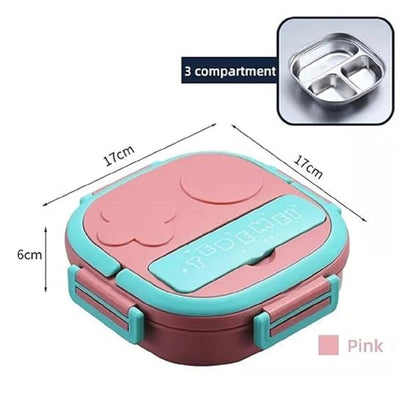 Stainless Steel Lunch Box – 3 Compartment Bento for School & Office - Kiddospedia