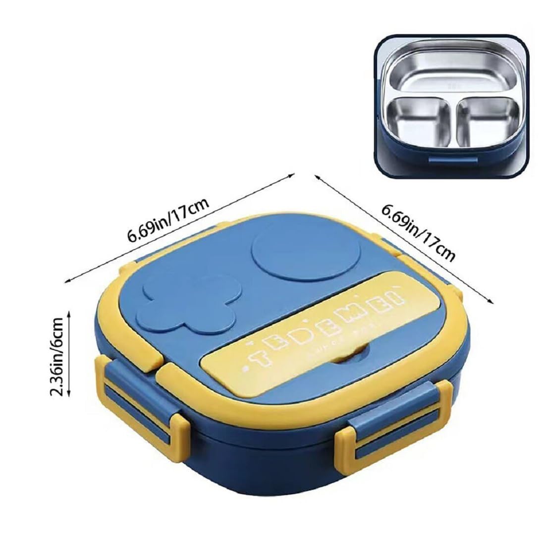 Stainless Steel Lunch Box – 3 Compartment Bento for School & Office - Kiddospedia