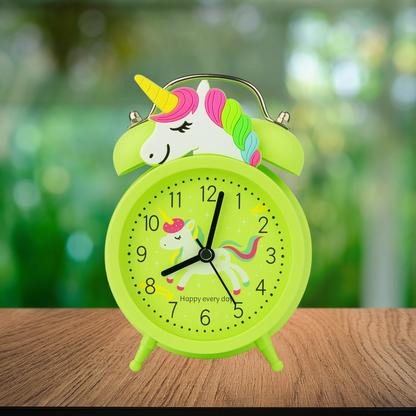 Unicorn Twin Bell Analog Alarm Clock with Backlight - Kiddospedia