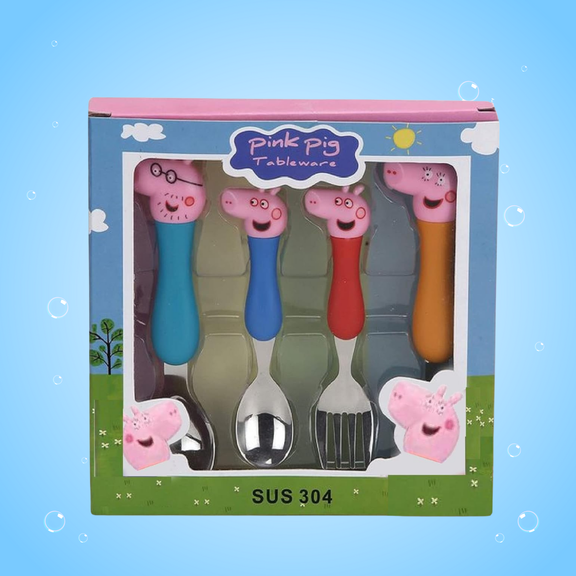 Peppa Pig Stainless Steel Spoon & Fork (Set of 4 Piece) - Kiddospedia