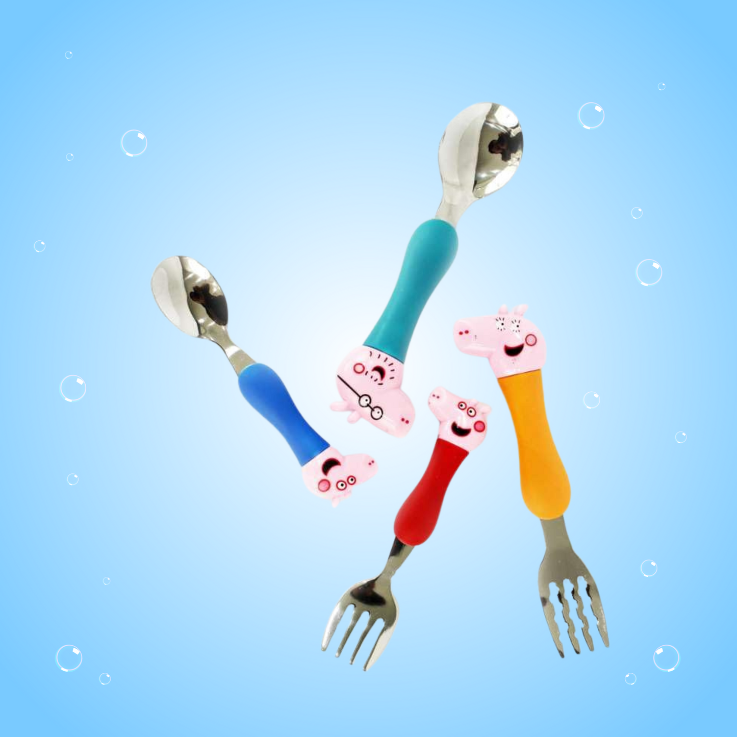 Peppa Pig Stainless Steel Spoon & Fork (Set of 4 Piece) - Kiddospedia