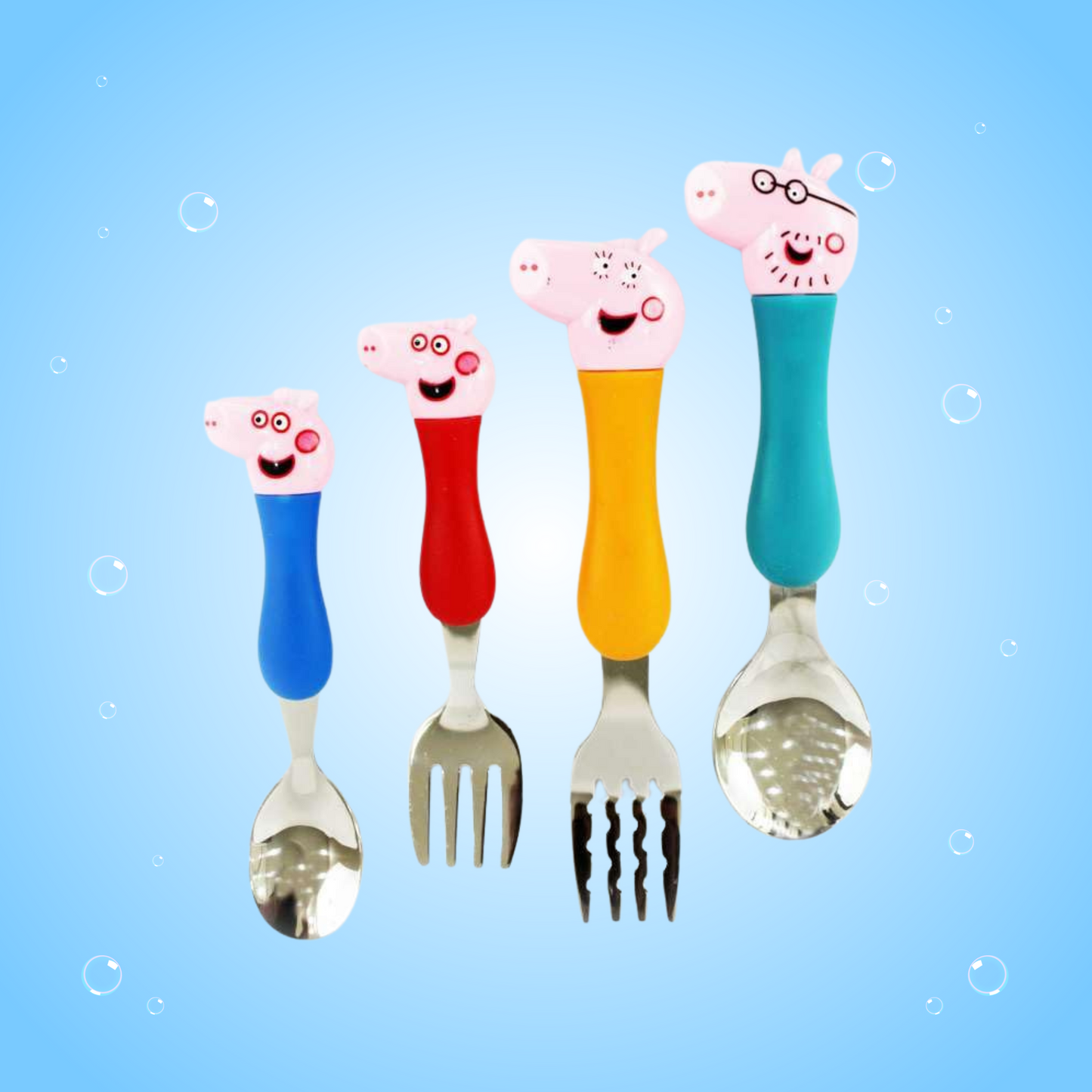 Peppa Pig Stainless Steel Spoon & Fork (Set of 4 Piece) - Kiddospedia