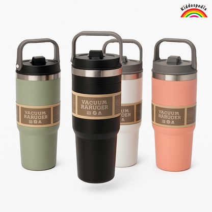 Leak-Proof Steel Insulated Tumbler with Handle | Hot & Cold – Kiddospedia