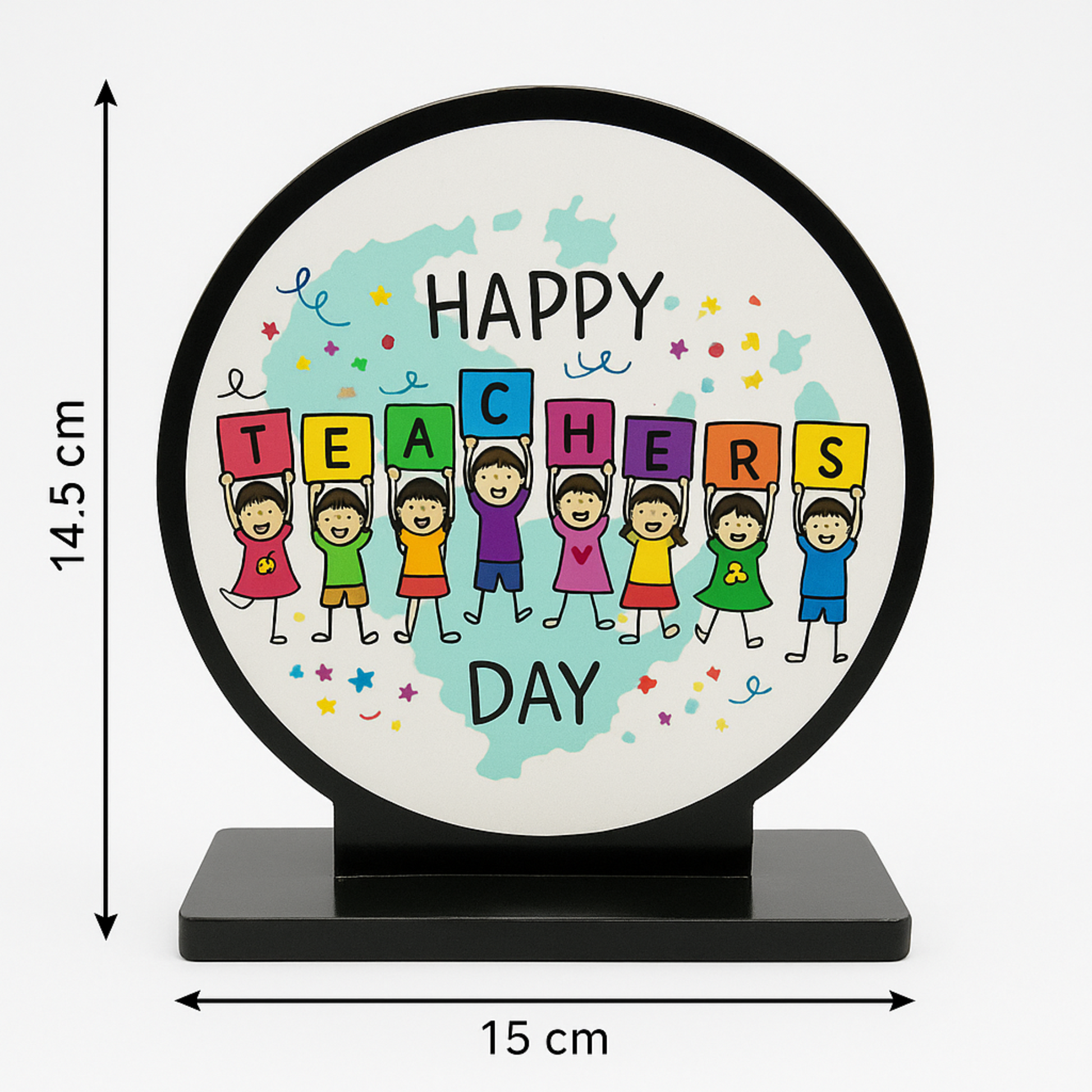 Teacher's Day Gift – Wooden Decorative Table Top (Round Shape) Kiddospedia