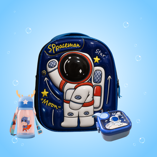 Kids Space School Combo - Hard Shell Bag - Lunch Box - Bottle - Kiddospedia