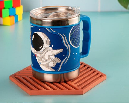 Embossed Astronaut Mug, 3D Cartoon Character Silicone Mug for Kids | Unbreakable Embossed Plastic Coffee Mug | BPA-Free, Lightweight & Durable, Space Theme Mug for Kids