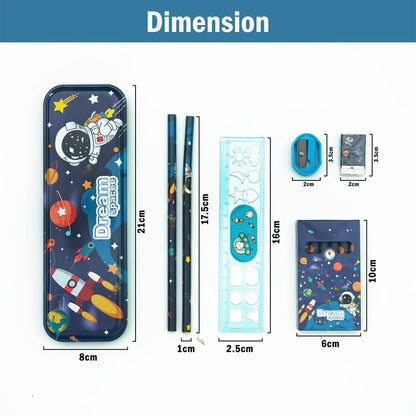 Cute Space-Themed Pouch with Pencils, Pens & Erasers – Kiddospedia