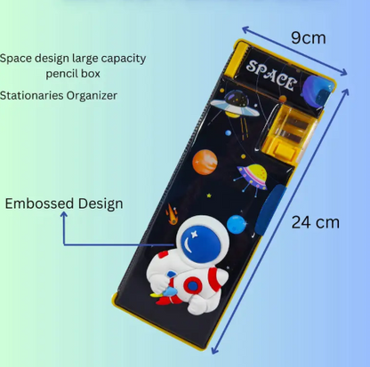 Kids Astronaut/Space Magnetic, Squishy, Dual-Sided Pencil Box - Kiddospedia