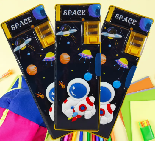 Kids Astronaut/Space Magnetic, Squishy, Dual-Sided Pencil Box - Kiddospedia