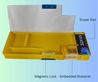Kids Astronaut/Space Magnetic, Squishy, Dual-Sided Pencil Box - Kiddospedia