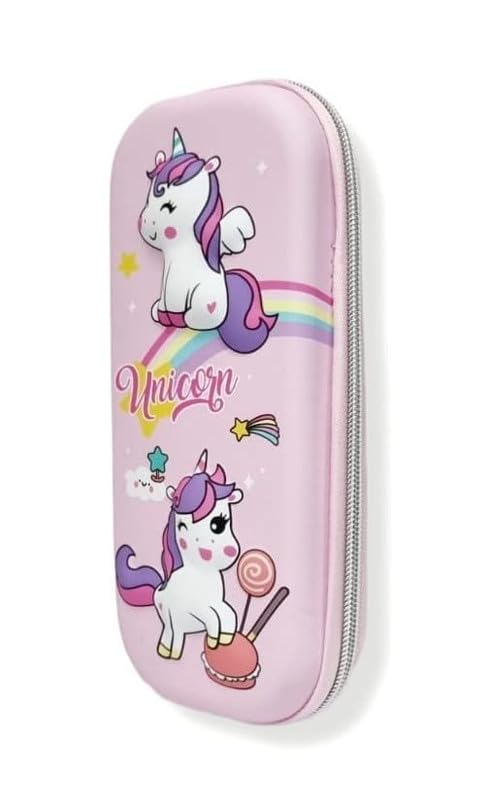 Unicorn Embossed Hardtop Pencil Case for Girls - Kiddospedia