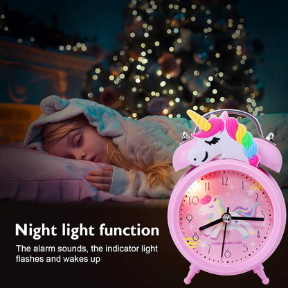 Unicorn Twin Bell Analog Alarm Clock with Backlight - Kiddospedia