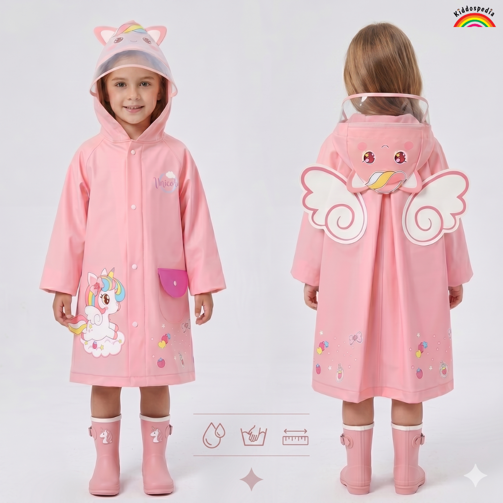 Unicorn Cartoon Waterproof Raincoat for Kids | Kiddospedia