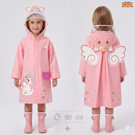 Unicorn Cartoon Waterproof Raincoat for Kids | Kiddospedia