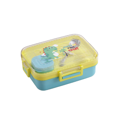 Dinosaur Kids Lunch Box – 3 Steel Compartments, Leakproof, 750ml + 70ml - Kiddospedia