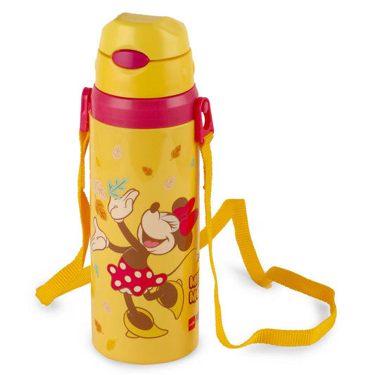 Kids Insulated Water Bottle with Straw, Minnie Mouse Hot & Cold Bottle, Yellow Color (400 ml)