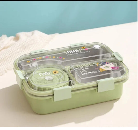 Bento Lunch Box with Small Veggie Box – 3 Compartment, Insulated Lunch Box 700+150 ML - Kiddospedia
