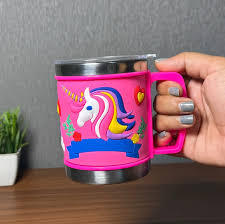 Embossed Unicorn Mug, 3D Cartoon Character Silicone Mug for Kids | Unbreakable Embossed Plastic Coffee Mug | BPA-Free, Lightweight & Durable