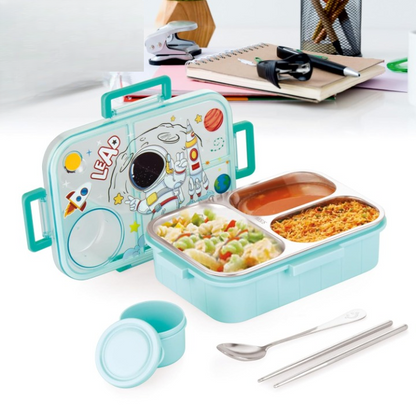 Premium Kids Space Lunch Box | Stainless | BPA-Free | Leakproof with Spoon - Kiddospedia
