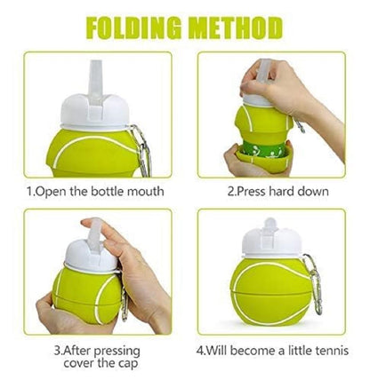 Football Shaped Collapsible Water Bottle – Portable Sports Sipper (500ml) - Kiddospedia