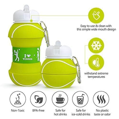Football Shaped Collapsible Water Bottle – Portable Sports Sipper (500ml) - Kiddospedia