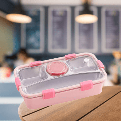 Bento Insulated Stainless Steel Lunchbox with 3 Compartment ,Small Sauce Bowl and Cutlery Set - Kiddospedia