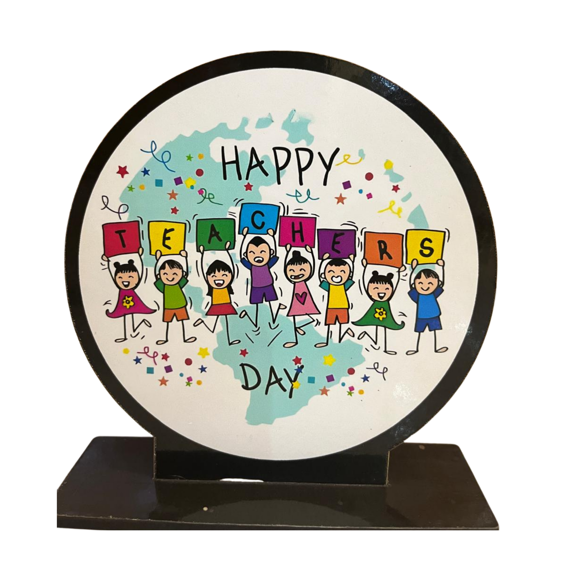 Teacher's Day Gift – Wooden Decorative Table Top (Round Shape) Kiddospedia