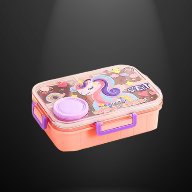 Unicorn Stainless Steel Lunch Box – 3 Compartment with Spoon & Box - Kiddospedia