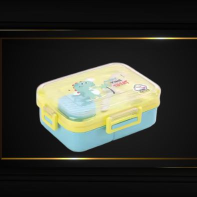 Dinosaur Kids Lunch Box – 3 Steel Compartments, Leakproof, 750ml + 70ml - Kiddospedia