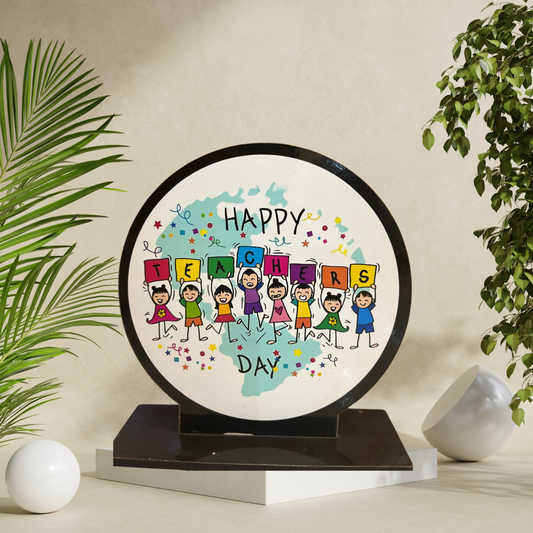 Teacher's Day Gift – Wooden Decorative Table Top (Round Shape) Kiddospedia