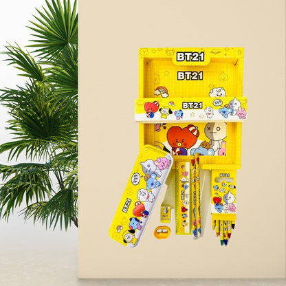 BT21 Stationery Combo - Gift Set + Superhero Pencil & Pen - Kiddospedia