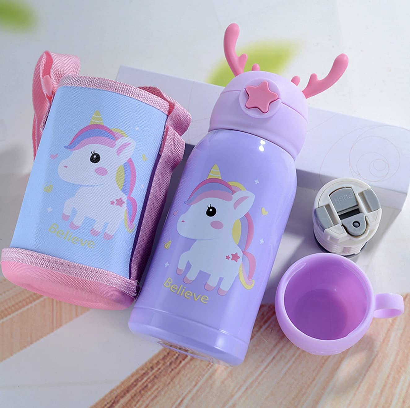 Unicorn Bunny Water Bottle for Kids – Leak-Proof & Easy Clean - Kiddospedia