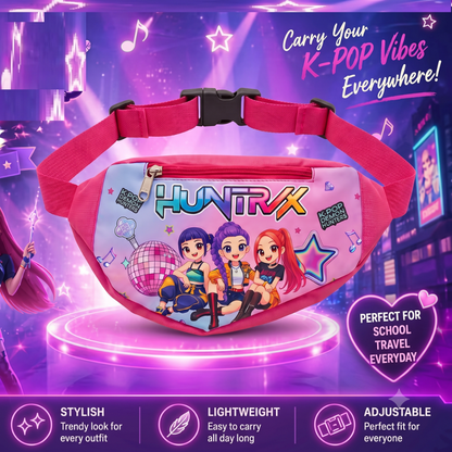 K Pop Demon Huntrix Waist Bag for Kids | Adjustable K Pop Crossbody Belt Bag | Kiddospedia